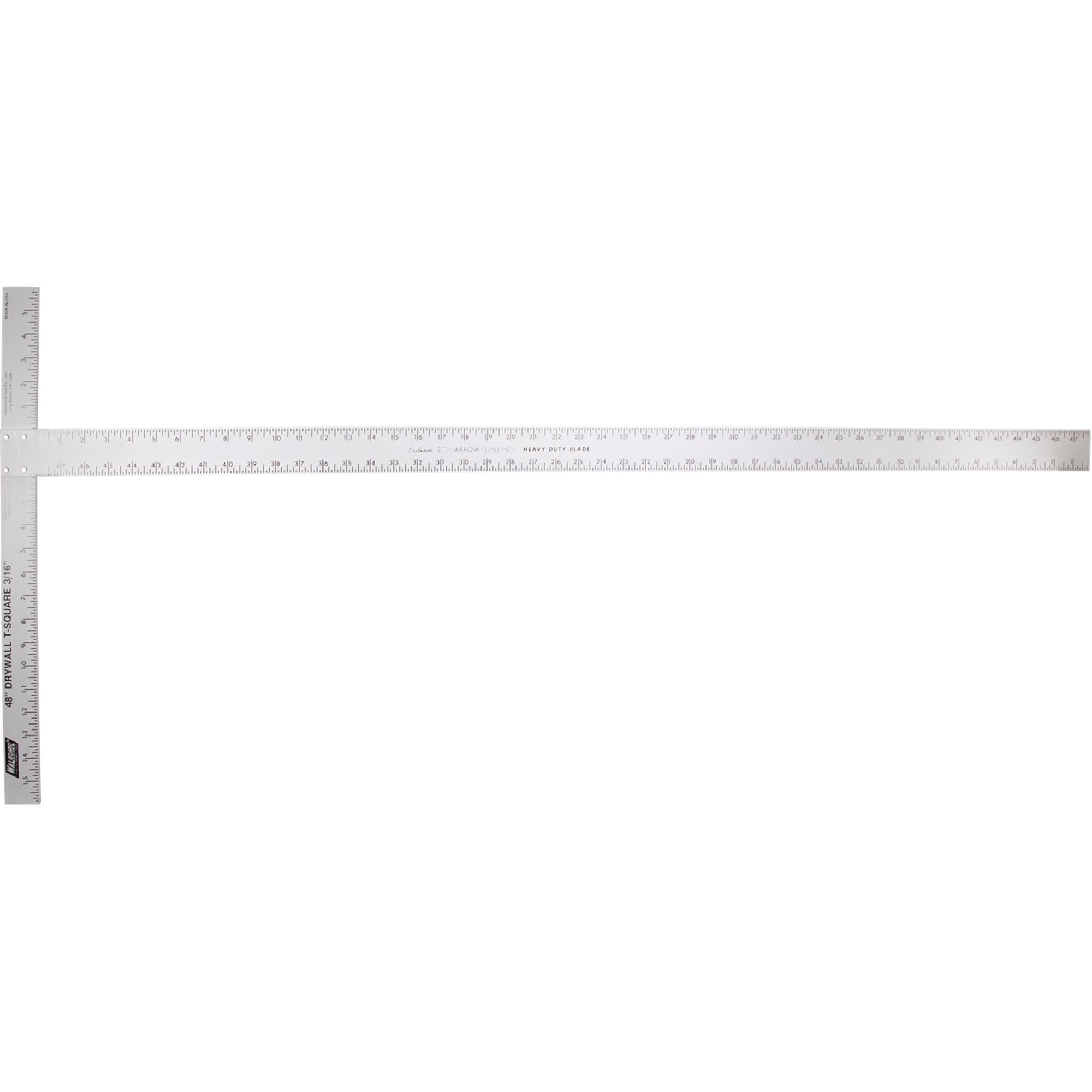 Wal-Board T-Square — 47-7/8in. Length, 3/16in. Thickness, Silver, Model# 009-001